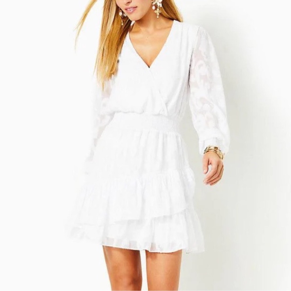 Lilly Pulitzer New Christina Elegant Resort White Long Sleeve Dress Size 10